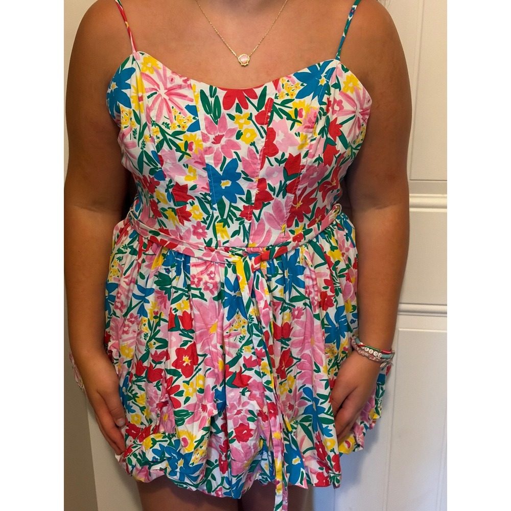 Barbiecore fairycore B. Smart Floral Bubble Hem Mini Dress Multicolor  Size 9